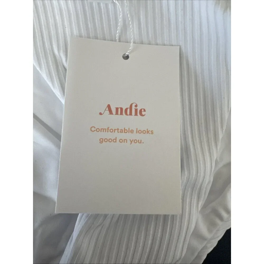 Andie Women's XS Banded Cheeky Rib Swim Bottom Bikini‎ White NWT